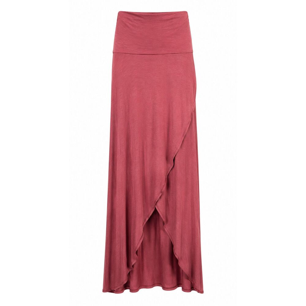 Azules Womens Boho Maxi Skirt Wrap Front Asymmetrical Boho Jersey Skirt Size M